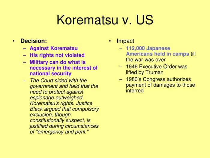 Korematsu v. united states answer key