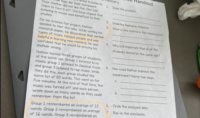 Scientific method read and write handout answer key