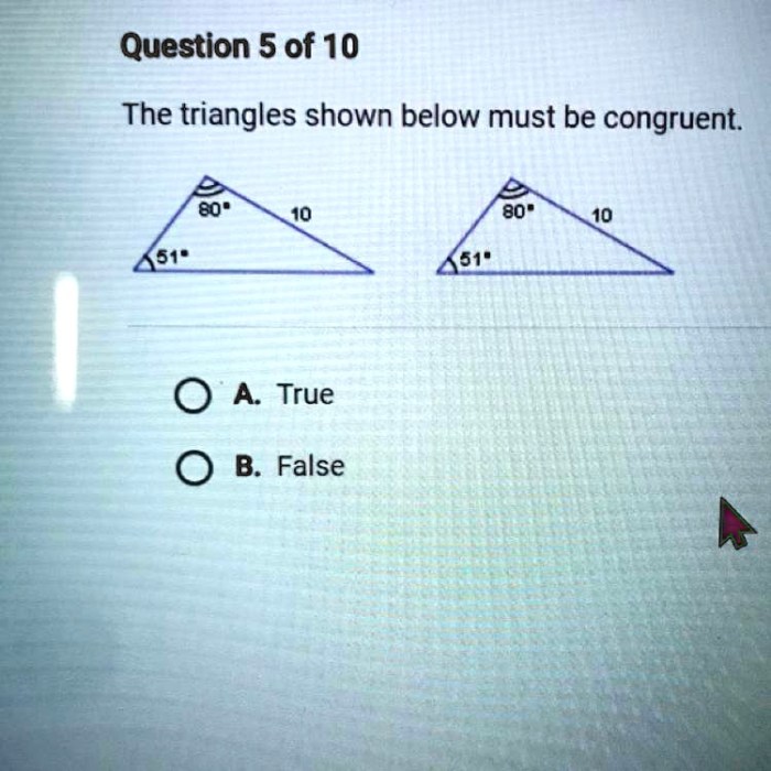 The triangles shown below must be congruent.