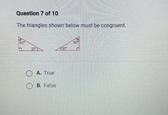 Triangles congruent shown must below